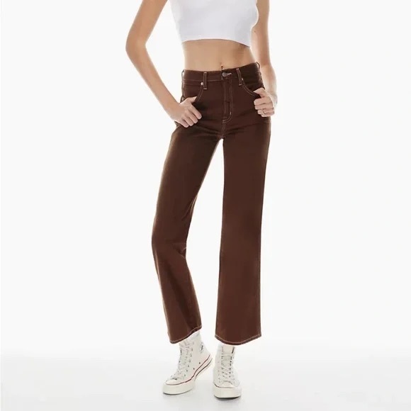 Aritzia - Sun-deh (Sunday) Best high rise brown straight leg jeans/pants Size 2 - Picture 1 of 6